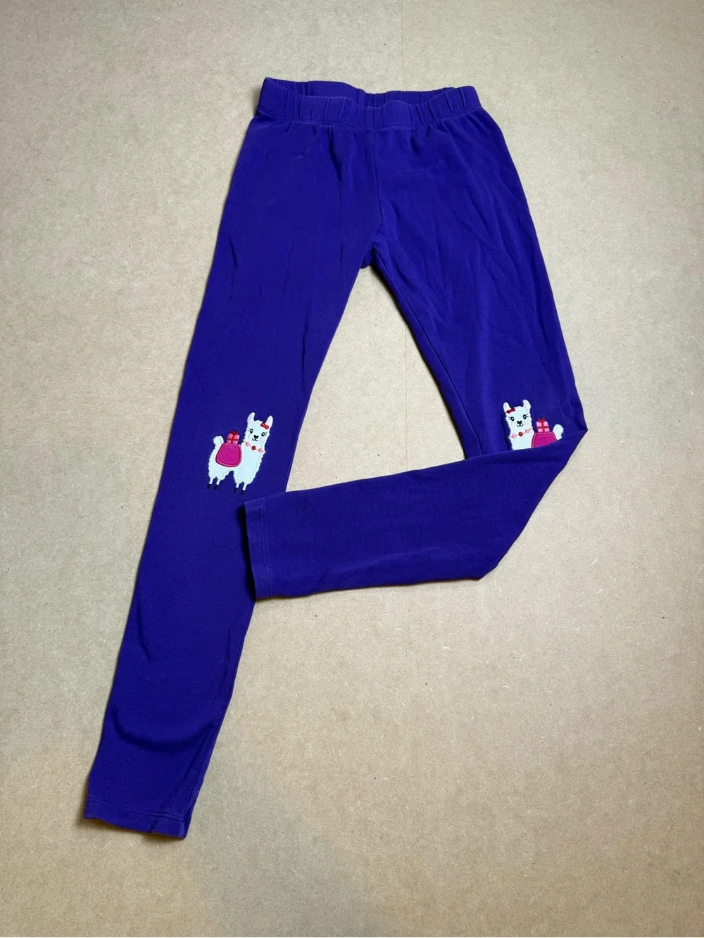 Gymboree Girls Size 10 Purple Llama Embroidered Top & Leggings Set